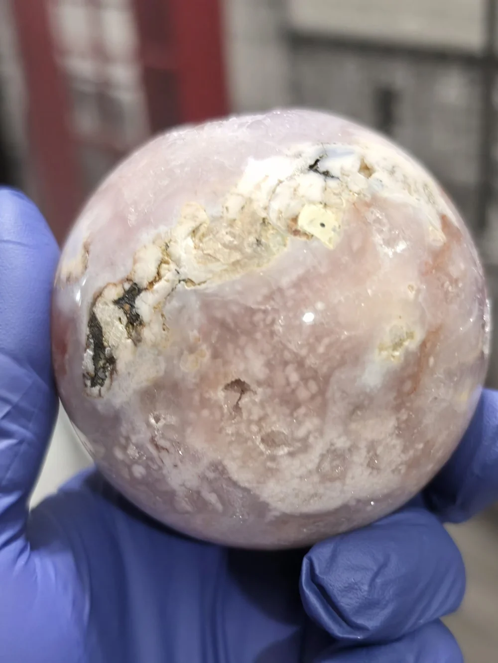 Pink Amethyst And Agate Druzy Crystal Display Sphere